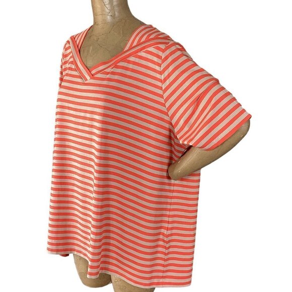 NWT Ulla Popken Top Colorful Striped Relaxed Fit Stretch Knit Plus Sz 24/26 269D - Picture 4 of 9